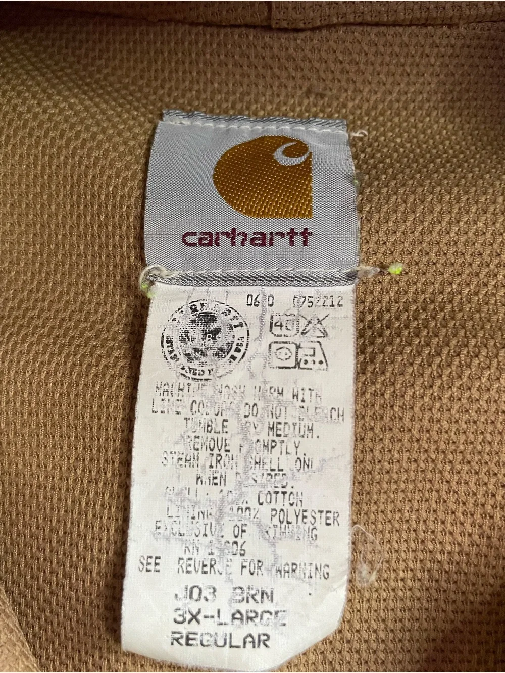 Vintage Carhartt J03 Distressed Faded Tan Brown Workwear Jacket